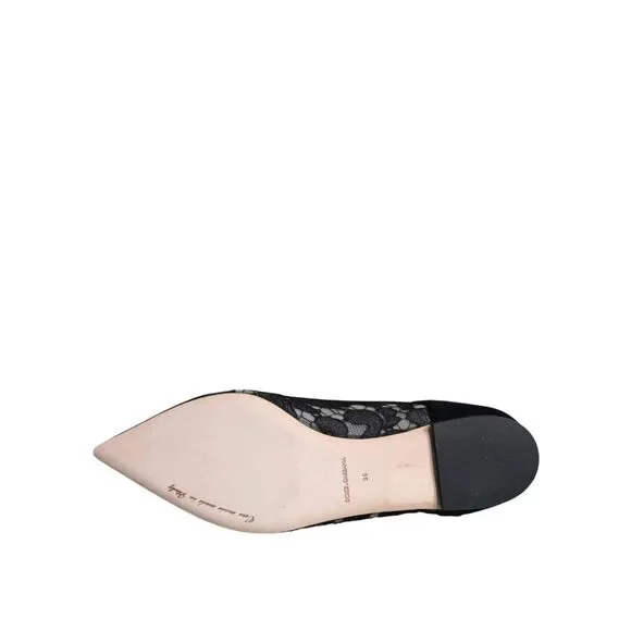 Dolce & Gabbana Black Taormina Lace Bellucci Flats Shoes - Picture 6 of 10